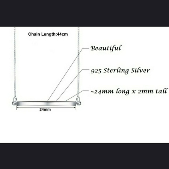 925 Sterling Silver Minimalist Bar Necklace - Picture 3 of 5